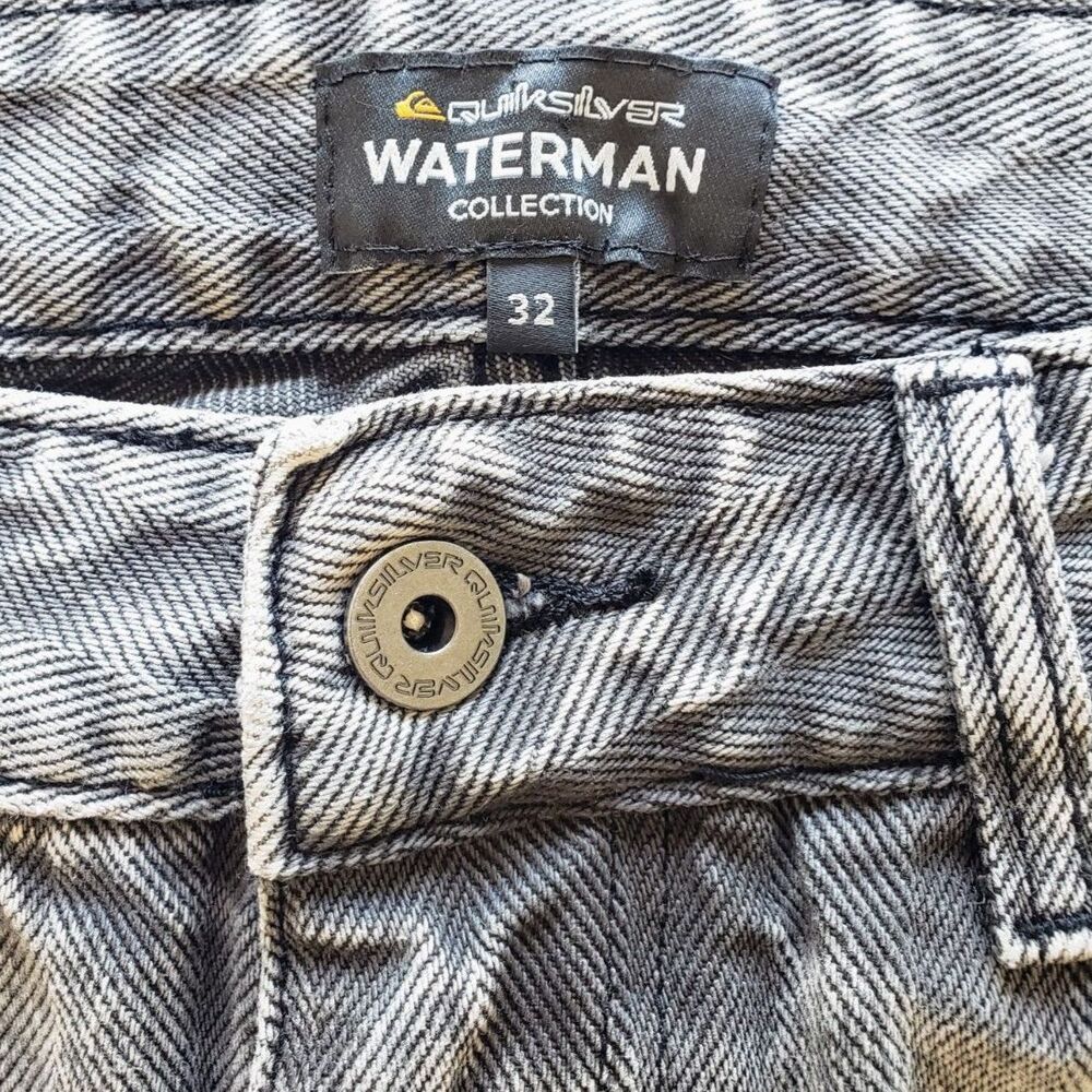 Quiksilver Waterman Grey Herringbone Chevron Twill Baggy Cargo Pants Sz 32 - Picture 9 of 9